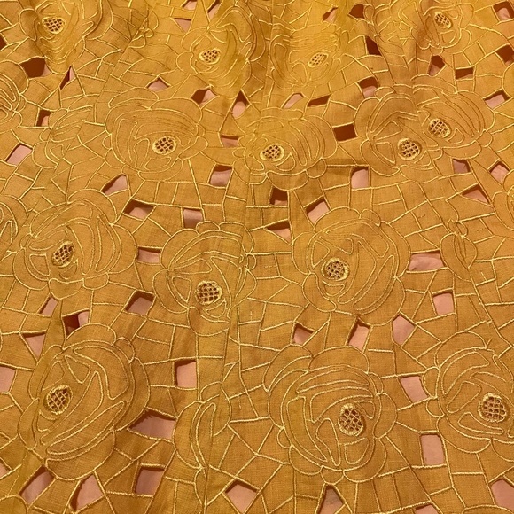 Lafayette 148 New York Yellow Linen Floral Skirt in Size 10 - Picture 3 of 7